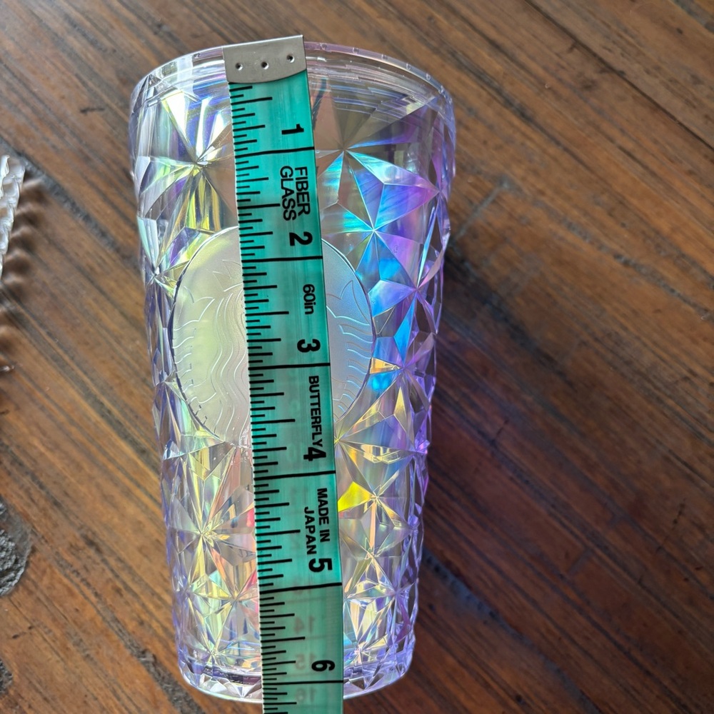 Starbucks 2023 Iridescent Holographic Diamond Prism 16 ounce Tumbler with Straw - Picture 13 of 15